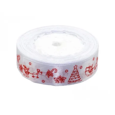 Wstążka satynowa Brewis Biała, 12mm x 22m
